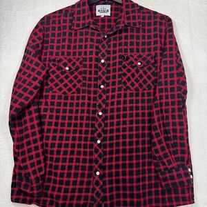 Harvest Gear Buffalo Plaid Shirt Mens Size XLT Red Black Flannel Long Sleeve